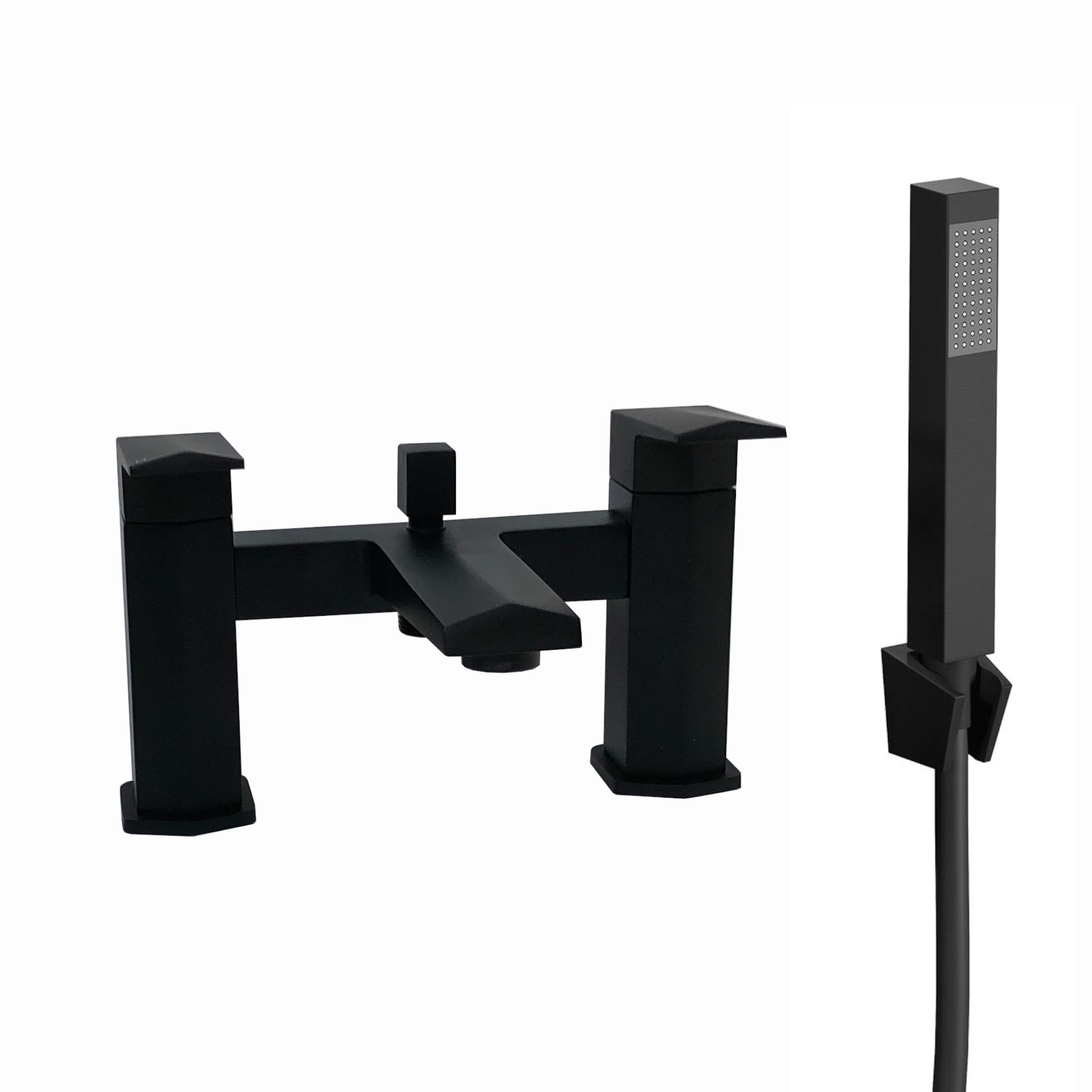 Matte Black Hexagonal Bath Shower Mixer Taps Modern BBT0274